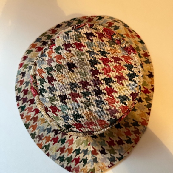 Vanessa foglia Abitart houndstooth Pattern Bucket Hat Made In Italy - Picture 5 of 8